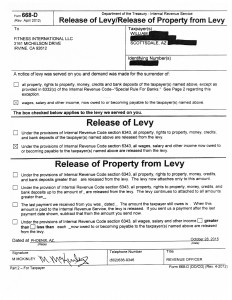 Release IRS levy Phoenix AZ