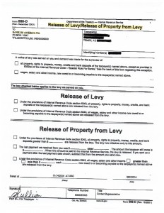 Tempe IRS Bank Levy Release
