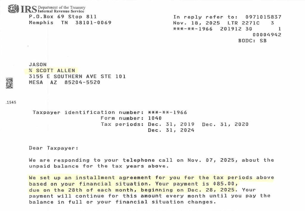 Mesa AZ IRS Settlement Negotiation