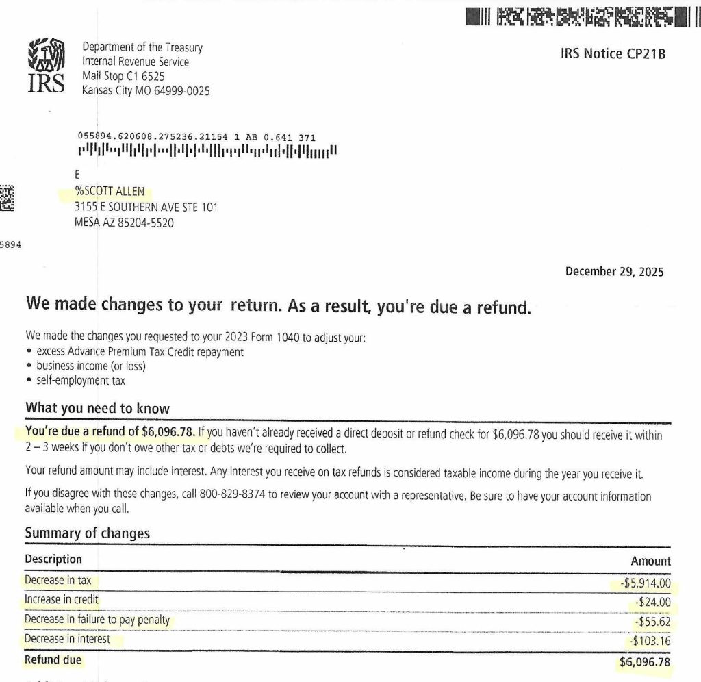 Amend Back Tax Return in Mesa AZ