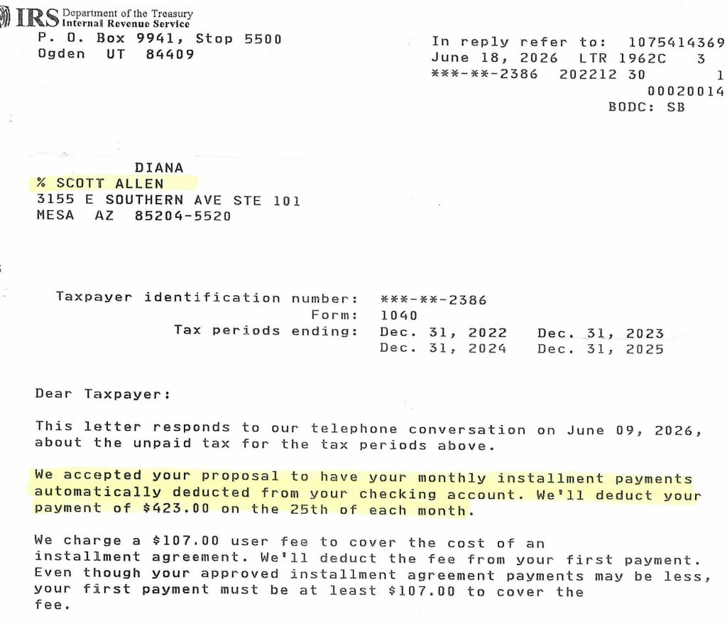 Gilbert AZ Stop IRS Wage Garnishment