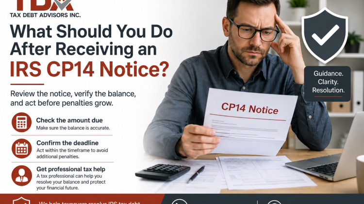 An IRS CP14 notice says you have a balance due. Learn how to verify the amount, check recent payments, and respond before the deadline.